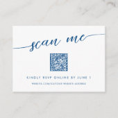 Minimale Moderne Marine Blauw Scan Me QR Kleine RS Informatiekaartje (Voorkant)