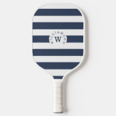 Minimale moderne marinestripe - aangepast monogram pickleball paddle (Voorkant)