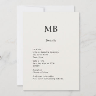 Minimale moderne micro-huwelijksdetails kaart
