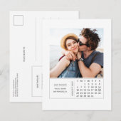 Minimale Moderne Mini Kalender Bewaar de Datum Fot Aankondigingskaart (Voorkant / Achterkant)