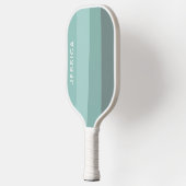 Minimale moderne Mint Green Turquoise Retro Stripe Pickleball Paddle (Links)