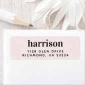 Minimale moderne monogram roze retouradres etiket (Insitu)