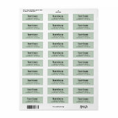 Minimale moderne monogram Sage Green Retour Adres Etiket (Full Sheet)
