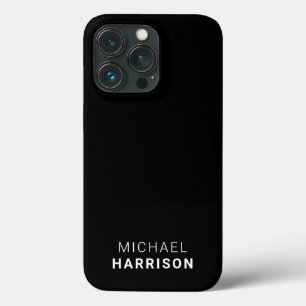 Minimale moderne monogram zwart iPhone 13 pro hoesje