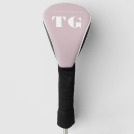 Minimale moderne monogram zwarte roze naamsterren golfheadcover
