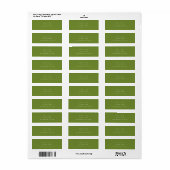 Minimale moderne olijfgroene trouw retouradres etiket (Full Sheet)