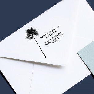 Minimale Moderne Palm Tree 2 Names Return-adres Zelfinktende Stempel