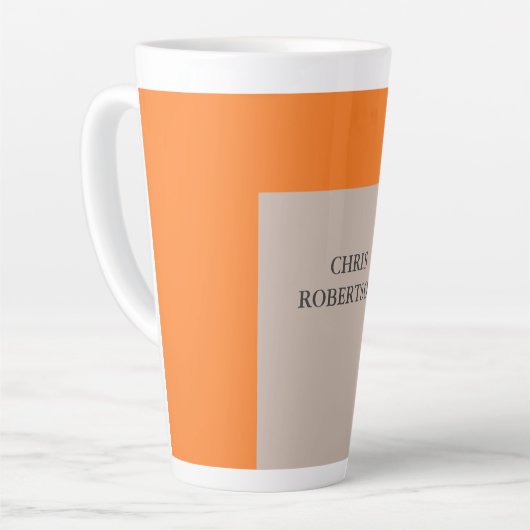 Minimale moderne platte Jouw naam Latte Mok (Linkerhoek)