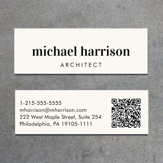 Minimale moderne professionele QR-code crème Mini Visitekaartje