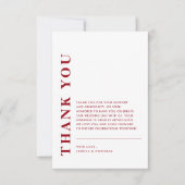 Minimale moderne QR-code rood en wit bruiloft Bedankkaart (Voorkant)