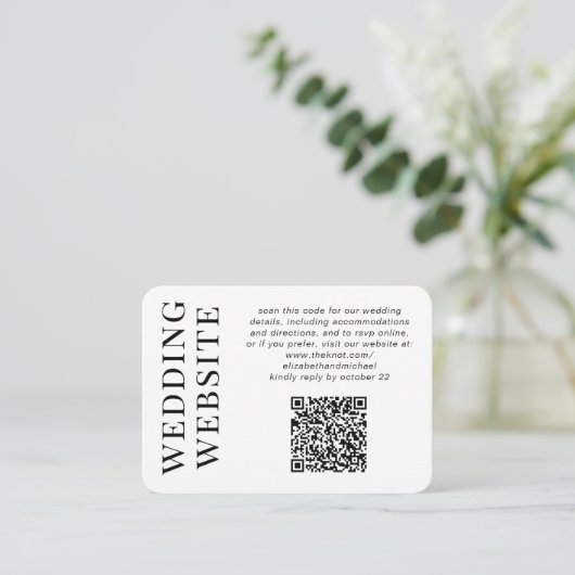 Minimale moderne QR-code voor bruiloft Informatiekaartje (Staand voorkant)