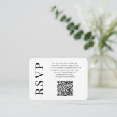 Minimale moderne QR-code voor foto-bruiloft RSVP Informatiekaartje (Staand voorkant)
