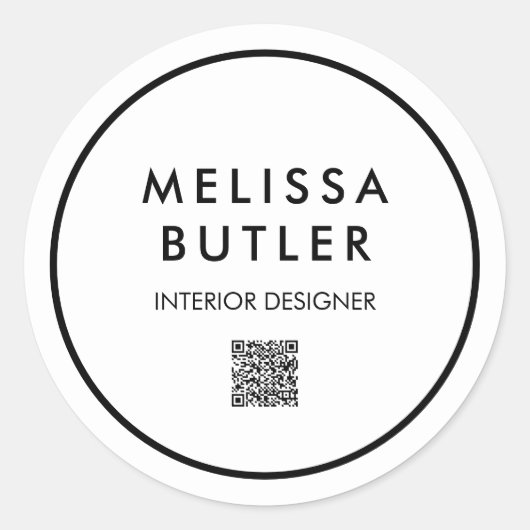 Minimale moderne QR-code wit Ronde Sticker (Voorkant)