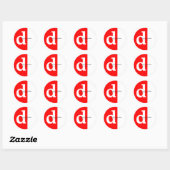 Minimale moderne rode witte monogram ronde sticker (Vel)