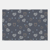 Minimale moderne romantische Doddle Heart Pattern Inpakpapier Vel (Voorkant 3)