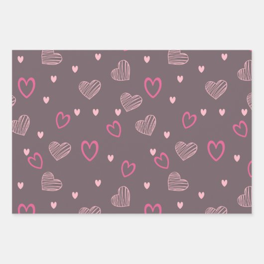 Minimale moderne romantische Doddle Heart Pattern Inpakpapier Vel (Voorkant)
