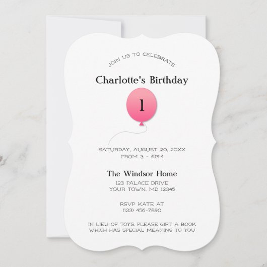 Minimale moderne roze ballon elk nummer verjaardag kaart (Voorkant)