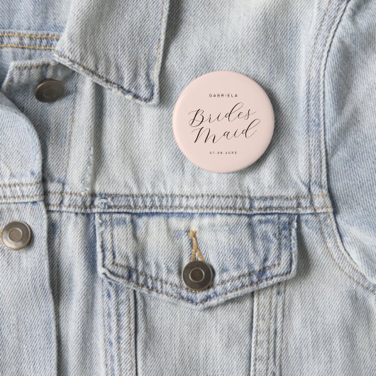 Minimale moderne, roze bruidsbruidmachine ronde button 5,7 cm (In situ)