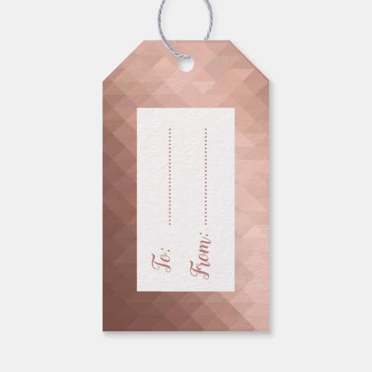 Minimale moderne roze gouden geometrische kerstboo cadeaulabel (Achterkant)