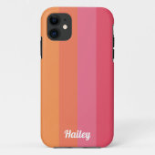 Minimale moderne roze Sinaasappels strepen geperso Case-Mate iPhone Case (Achterkant)