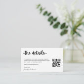Minimale moderne RSVP-code met details QR-code Informatiekaartje (Staand voorkant)