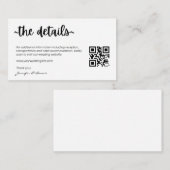 Minimale moderne RSVP-code met details QR-code Informatiekaartje (Voorkant / Achterkant)