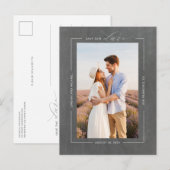 Minimale moderne schoolbord Bewaar de datumfoto Aankondigingskaart (Voorkant / Achterkant)