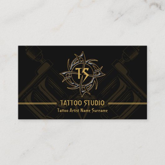 , minimale, moderne Tattoo Studio Visitekaartje (Voorkant)