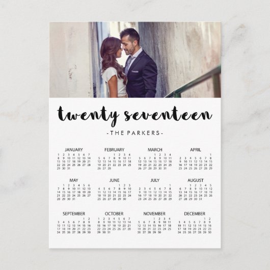 Minimale moderne Typografie 2017 Photo Calendar Briefkaart (Voorkant)
