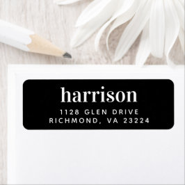 Minimale moderne Typografie Black Return-adres Etiket
