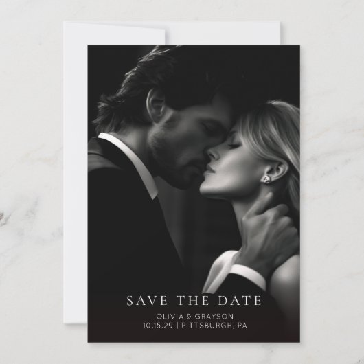 Minimale moderne typografie Foto Save the Date  (Voorkant)