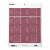 Minimale moderne typografie gouden lijst vierkant etiket (Full Sheet)