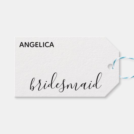 Minimale moderne Typografie Weddenschap Bridesmaid Cadeaulabel (Voorkant (Horizontaal))