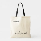 Minimale moderne Typografie Weddenschap Bridesmaid Tote Bag (Achterkant)