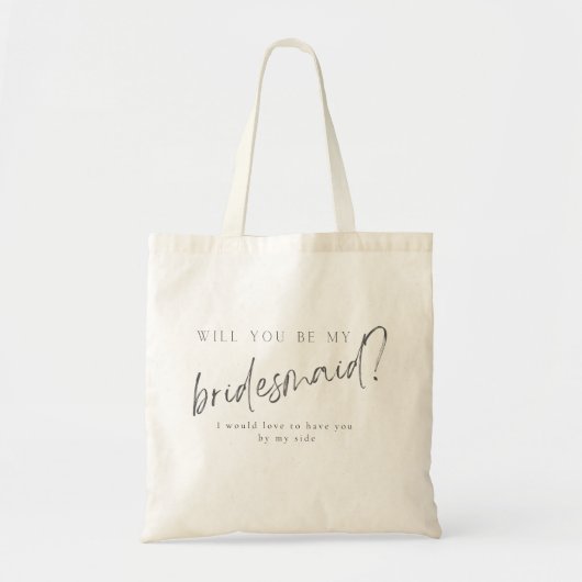 Minimale moderne Typografie Weddenschap Bridesmaid Tote Bag (Voorkant)