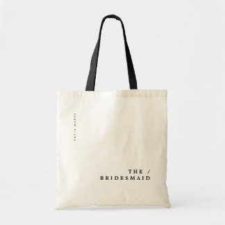 Minimale moderne Typografie Weddenschap Bridesmaid Tote Bag