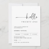 Minimale moderne uitnodiging van de 21ste verjaard (Voorkant)