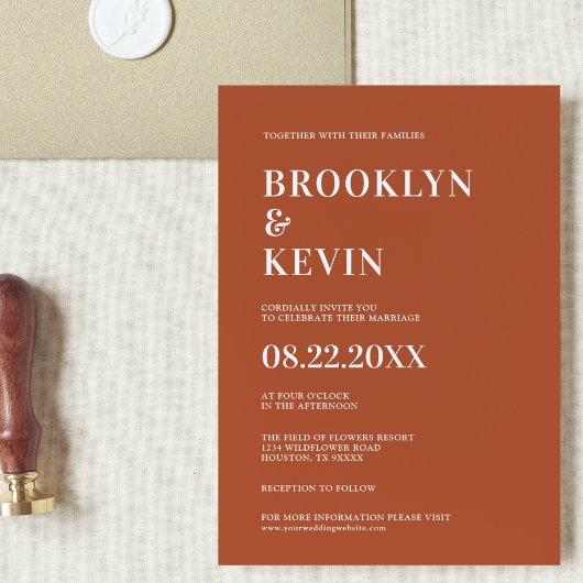 Minimale moderne uitnodiging voor bruiloft met ter