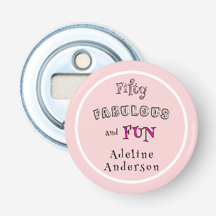 Minimale moderne vijftig fabuleuze leuke roze 50 v button flesopener