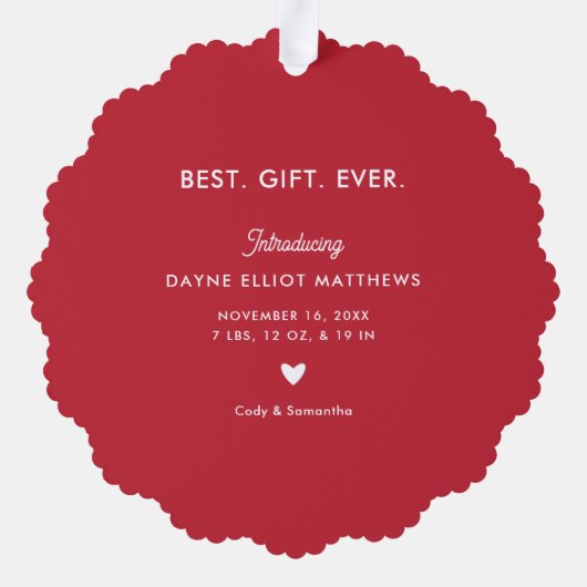 Minimale Moderne Volledige Foto Eerste Kerstmis Ornament Kaart (Achterkant)