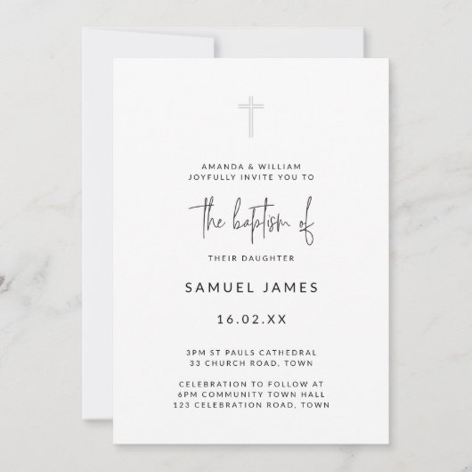 Minimale moderne waterverf handgeschreven grijze D Kaart (Voorkant)