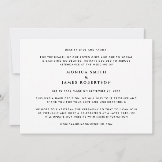 Minimale moderne we zijn onze trouwfoto aan het in aankondiging (Achterkant)