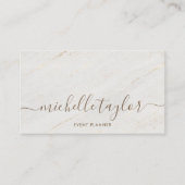 Minimale moderne witte marmergoudhandtekening visitekaartje (Voorkant)
