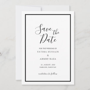 Minimale moderne witte moslim-huwelijksaankondigin save the date