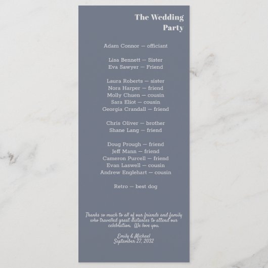 Minimale moderne zachte, blauwe lavendel Typografi Programma (Achterkant)