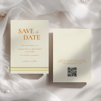 Minimale moderne zachte boter gele trouw-QR-code Save The Date