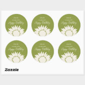 Minimale moderne zonnebloem - Aangepaste dag voor Ronde Sticker (Vel)