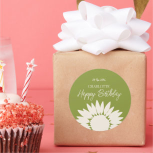 Minimale moderne zonnebloem - Aangepaste dag voor  Ronde Sticker