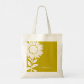 Minimale moderne zonnebloem Aangepaste naam Tote Bag (Achterkant)