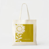 Minimale moderne zonnebloem Aangepaste naam Tote Bag (Voorkant)